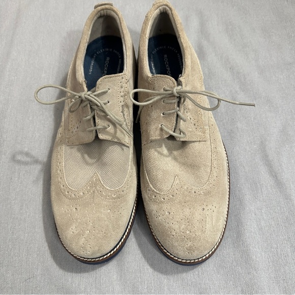Rockport men's suede oxford shoes, cream color, size 12M, comfortable, walking - Picture 1 of 11